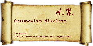 Antunovits Nikolett névjegykártya